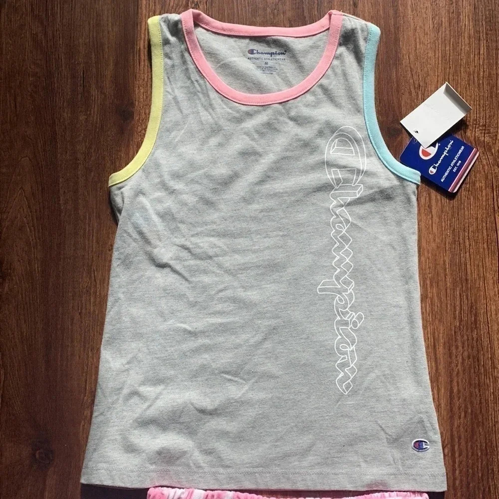 Champion Tank Top, Reebok Tie-Dye Shorts Med 8/10 NWT